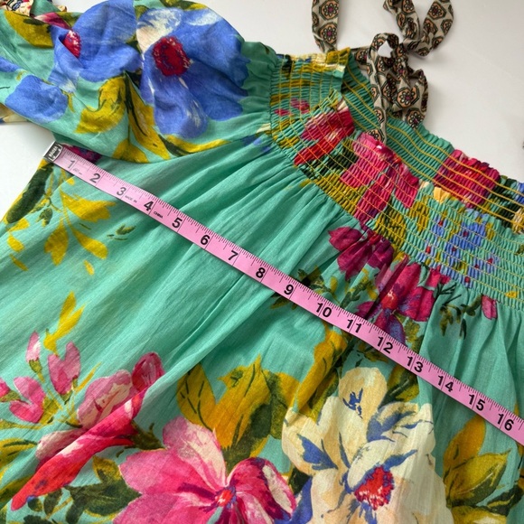 Aratta Dress Womens Large Green Floral Boho Maxi Off Shoulder Pockets - Picture 10 of 11